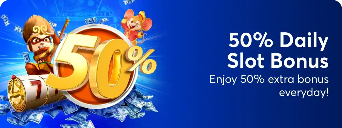 50% Daily Slot Reload Bonus